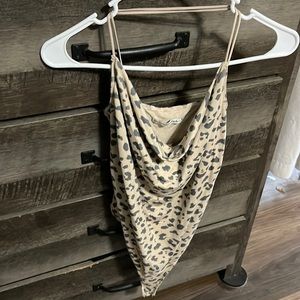 Leopard print, Abercrombie & Fitch body suit, cowl neck